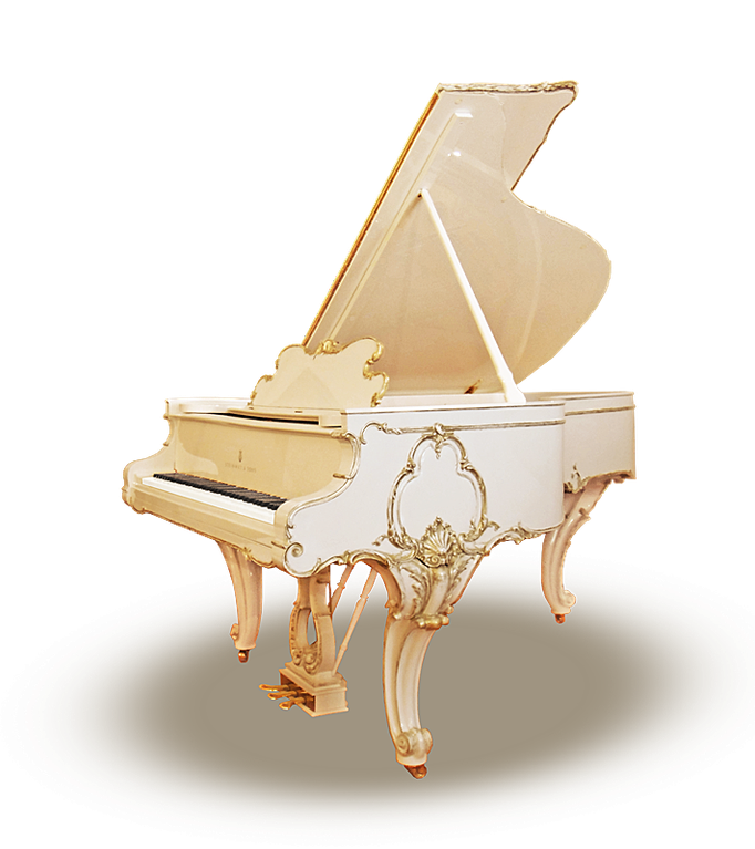 Рококо-рояль белый с сусальным золотом "Людовик XV"