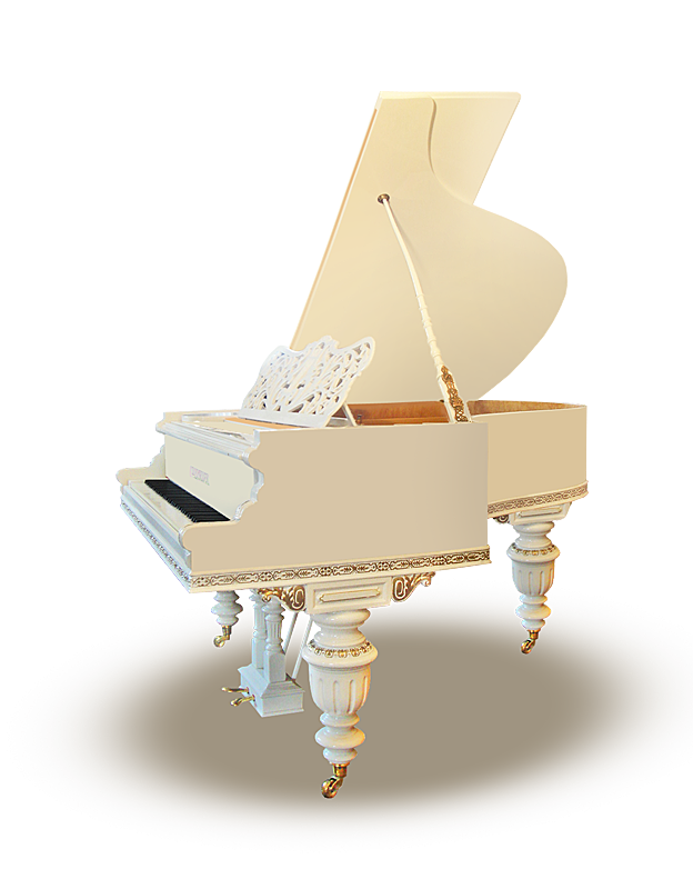 Старинный резной рояль в новой белой отделке с золочением C. M. Schröder (С.-Петербург, Российская империя)